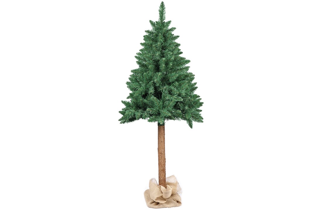 Kunstkerstboom 160 cm groen PVC met grenen stam