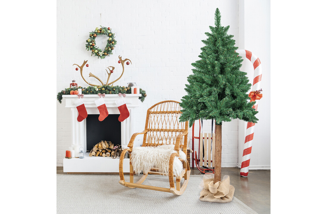 Kunstkerstboom 160 cm groen PVC met grenen stam