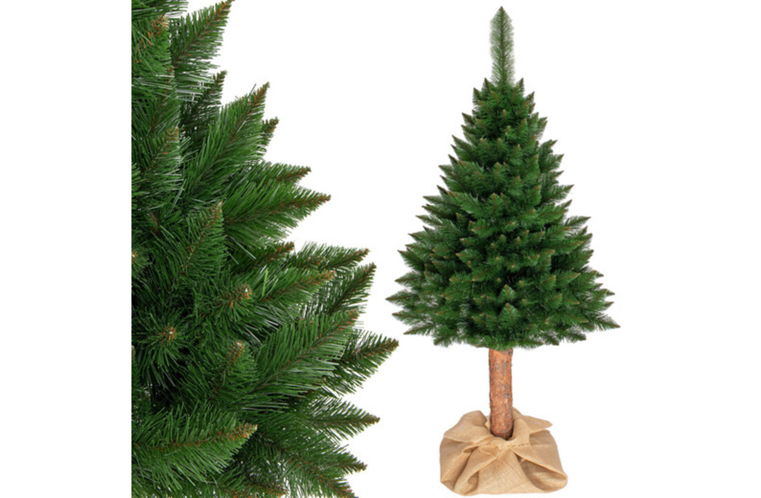 Kerstboom met houten stam 160cm groen PVC/grenen