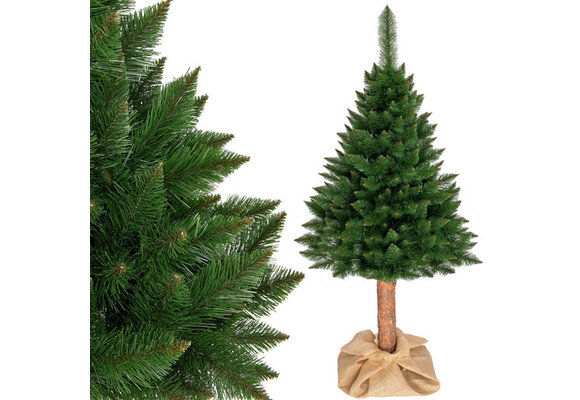 Kerstboom met houten stam 160cm groen PVC/grenen
