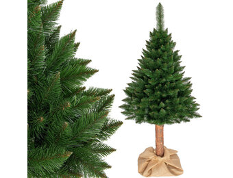 Volle kunstkerstboom 160 cm groen PVC met grenen stam