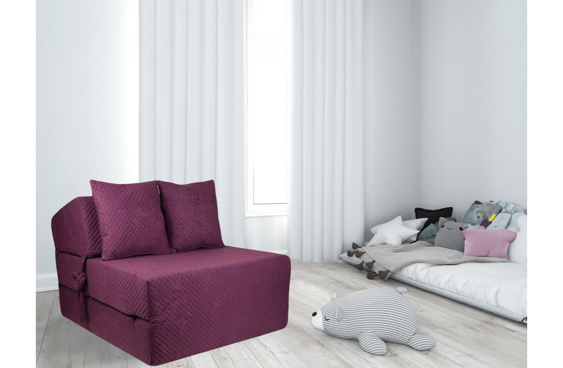 Vouwmatras 200x70 cm - Paars Foam - Comfortabel & Opvouwbaar Logeerbed