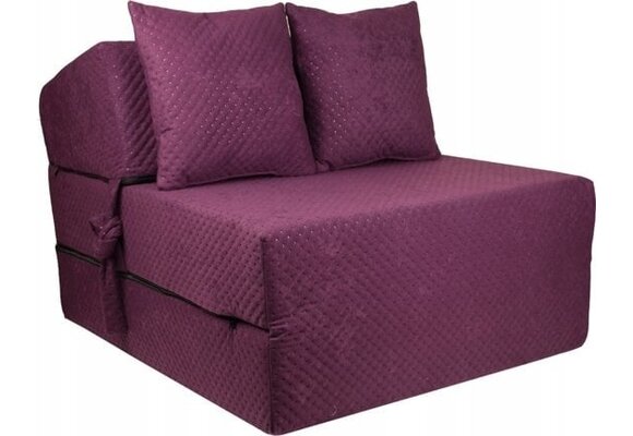 Campingbed met kussens - 200x70x15 cm - Paars - Foam stof