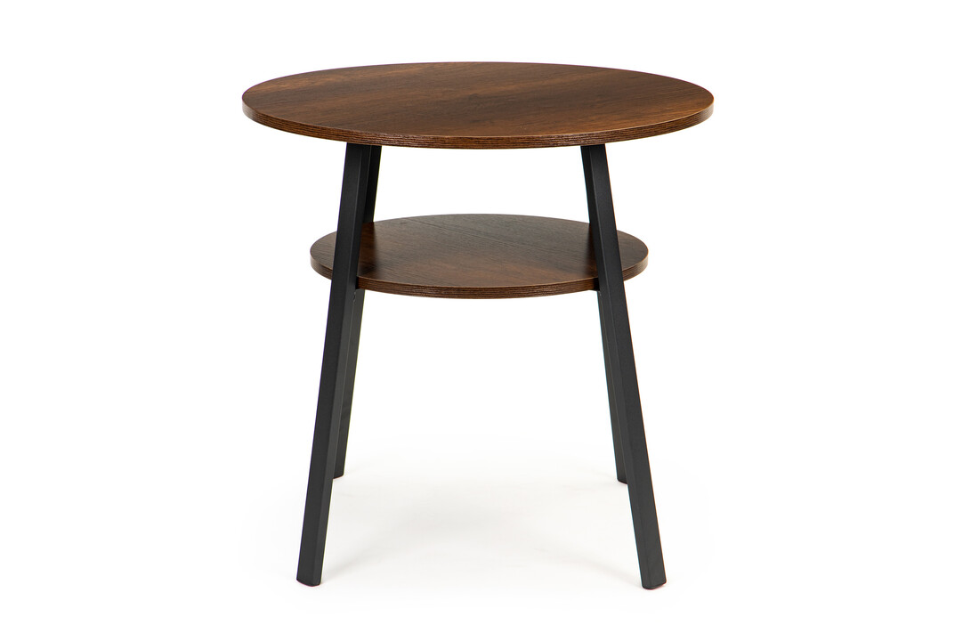 Ronde bijzettafel 2 etages: Industrieel 60cm Rond Metaal/Hout