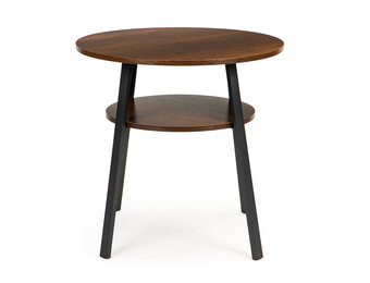 Ronde bijzettafel 2 etages: Industrieel 60cm Rond Metaal/Hout