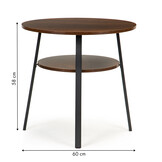 Ronde bijzettafel metaal - 60cm - zwart & bruin - 2 etages