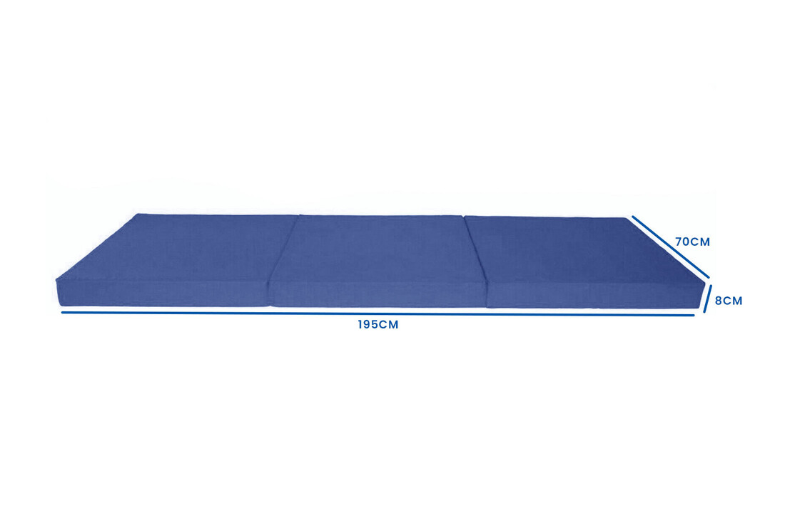 Logeermatras navy blauw - opvouwbaar 195x70x8 cm foam