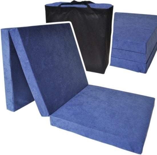 Reismatras draagtas - Navy blauw - 195x70x8 cm - Foam