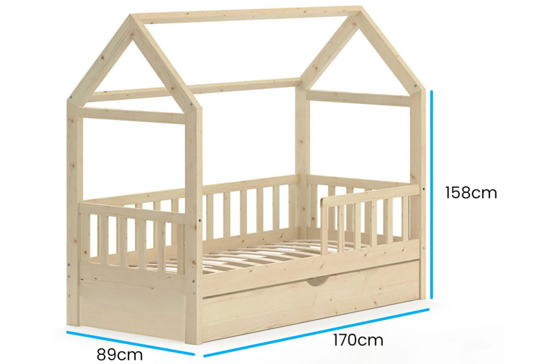 Huisbed kinderen 80x160 cm grenen met lade - Droomplek!