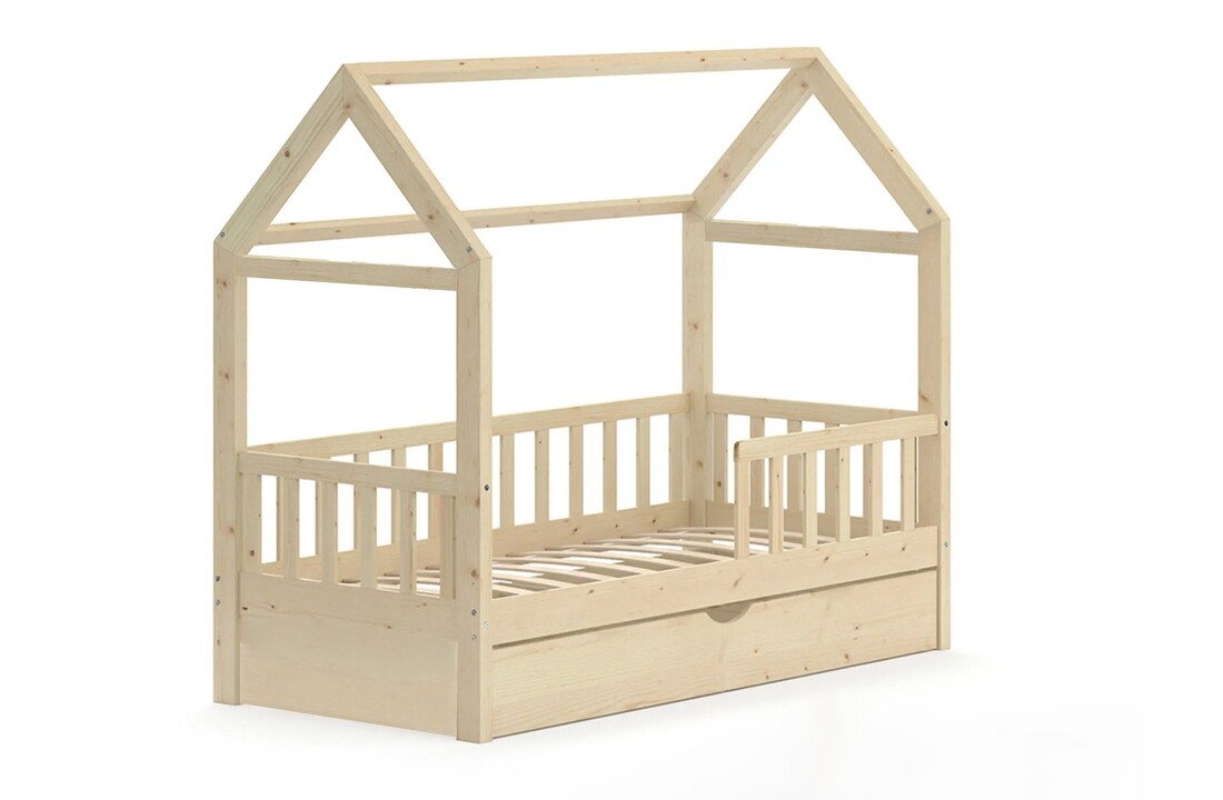 Huisje bed 80x160 cm grenen met lade | Kinderbed naturel
