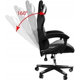 Gamestoel wit grijs lime – Ergonomisch ECO-leer, 160° kantelbaar