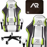 Gamestoel wit grijs lime – Ergonomisch ECO-leer, 160° kantelbaar