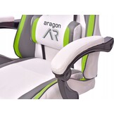 Gamestoel wit grijs lime – Ergonomisch ECO-leer, 160° kantelbaar