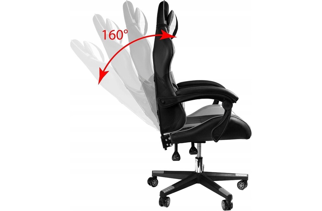 Ergonomische bureaustoel Wit-Grijs-Limoen ECO-leer, 120 kg, 160° kantelbaar