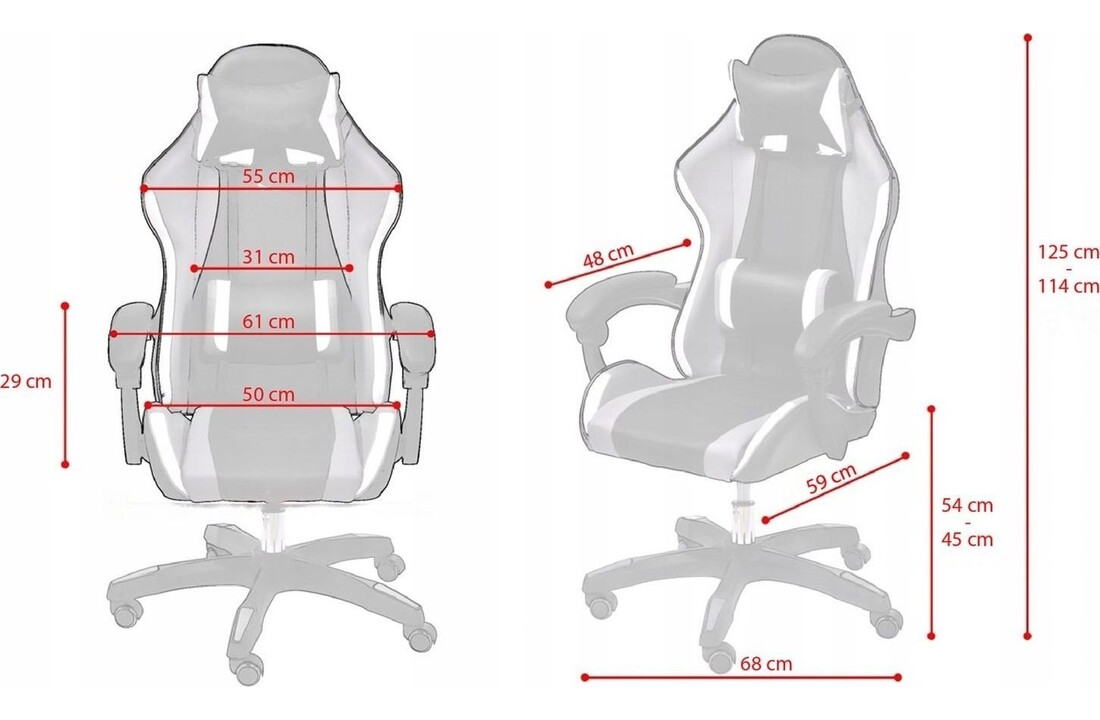 Gaming stoel met kussens, ergonomisch wit-grijs-limoen ECO-leer