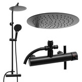 Doucheset Zwart - 25cm Regendouche, Messing & RVS, Mat Zwart