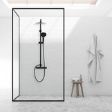 Doucheset Zwart - 25cm Regendouche, Messing & RVS, Mat Zwart