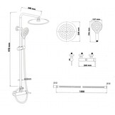 Doucheset Zwart - 25cm Regendouche, Messing & RVS, Mat Zwart
