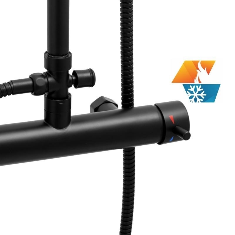 Doucheset Zwart - 25cm Regendouche, Messing & RVS, Mat Zwart