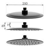 Regendouche thermostaatkraan Zwart Messing & RVS 25cm Douchekop