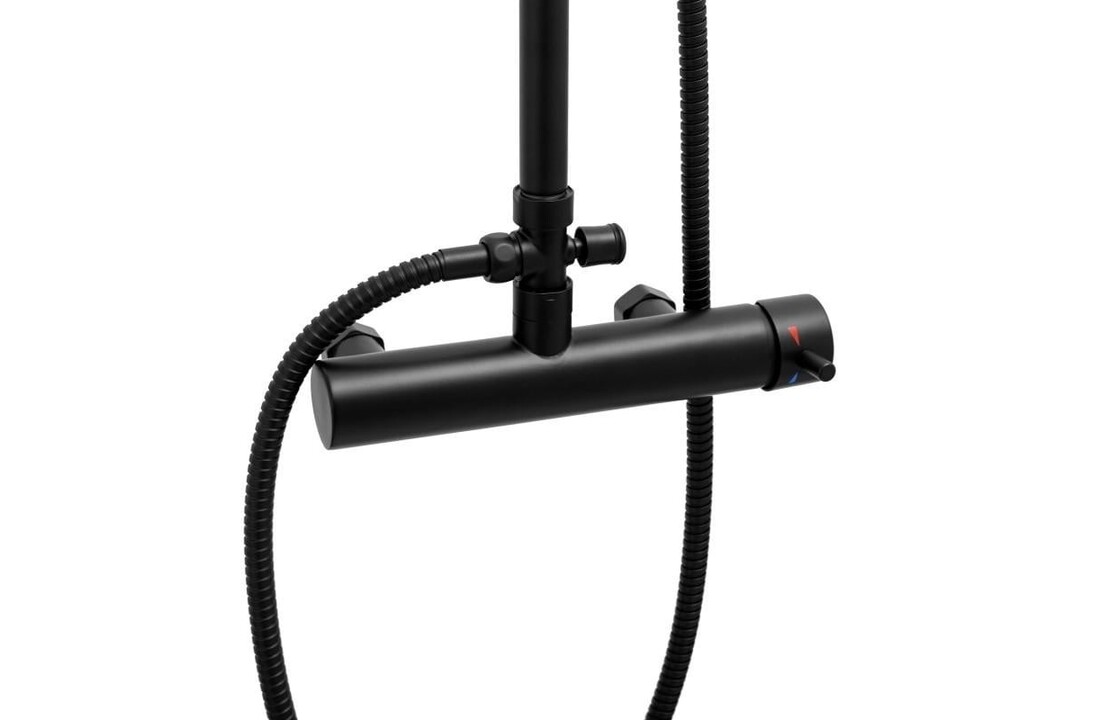 Regendouche thermostaatkraan Zwart Messing & RVS 25cm Douchekop