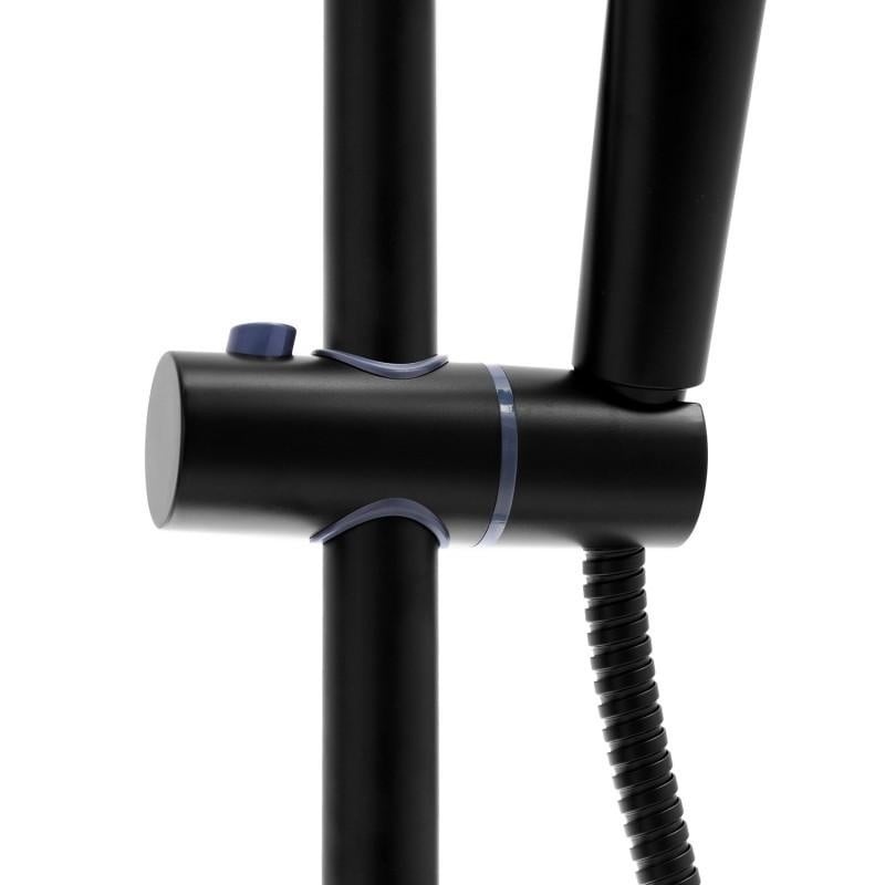 Regendouche thermostaatkraan Zwart Messing & RVS 25cm Douchekop