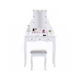 Kaptafel wit met spiegel en kruk | 147x80x40 cm | Hout & MDF