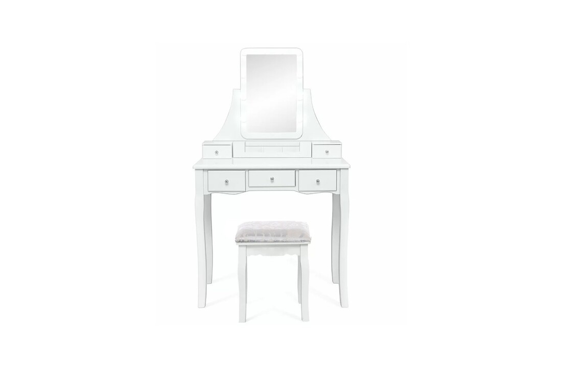 Make-uptafel met led verlichting - Wit Hout & MDF - 147x80x40cm