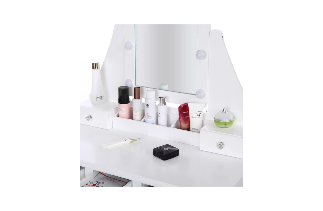 Make-uptafel met led verlichting - Wit Hout & MDF - 147x80x40cm