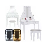 Houten kaptafel set - Wit MDF - 147x80x40cm - LED spiegel