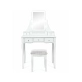 Houten kaptafel set - Wit MDF - 147x80x40cm - LED spiegel