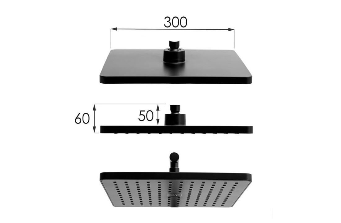 Thermostaat douche zwart: Matzwarte Regendoucheset 30x30cm RVS & Messing