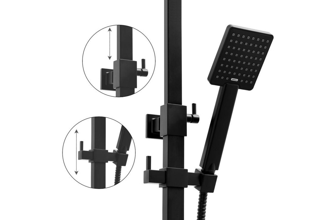 Thermostaat douche zwart: Matzwarte Regendoucheset 30x30cm RVS & Messing