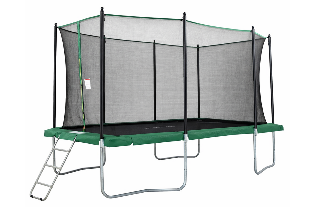 Trampoline rechthoekig - 318 x 253 cm - met net - groen