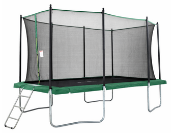 Trampoline rechthoekig - 318 x 253 cm - met net - groen
