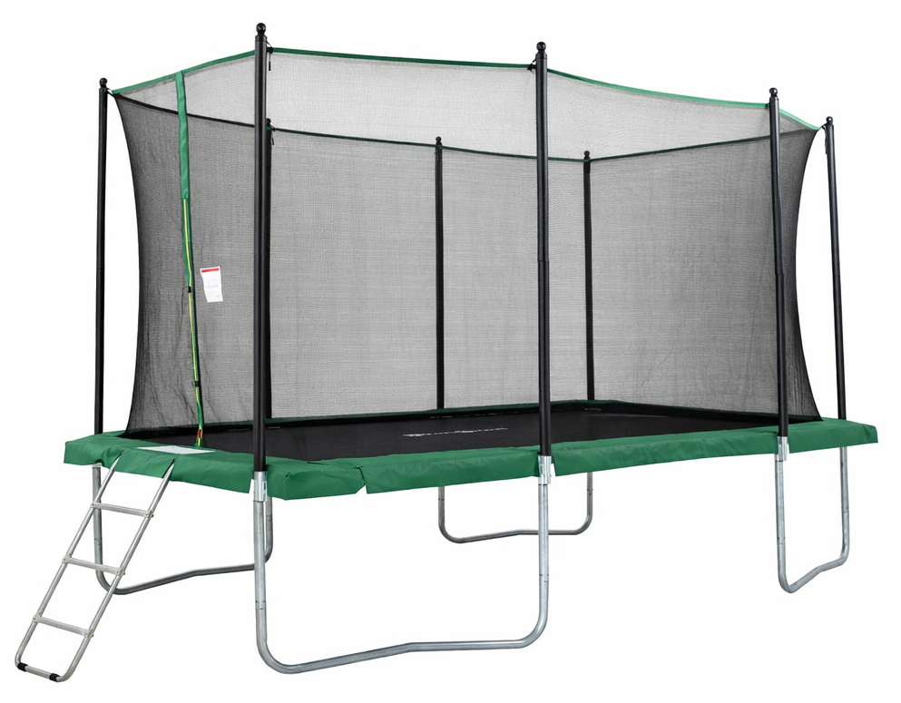 Trampoline rechthoekig - 318 x 253 cm - met net - groen