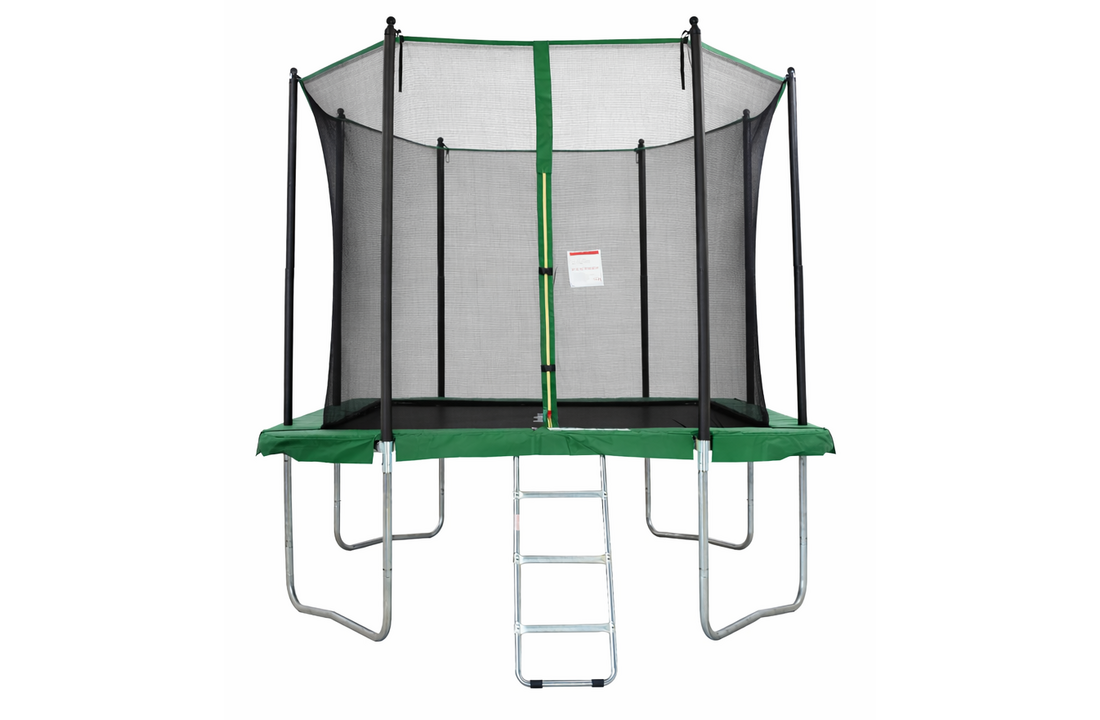 Trampoline rechthoekig - 318 x 253 cm - met net - groen