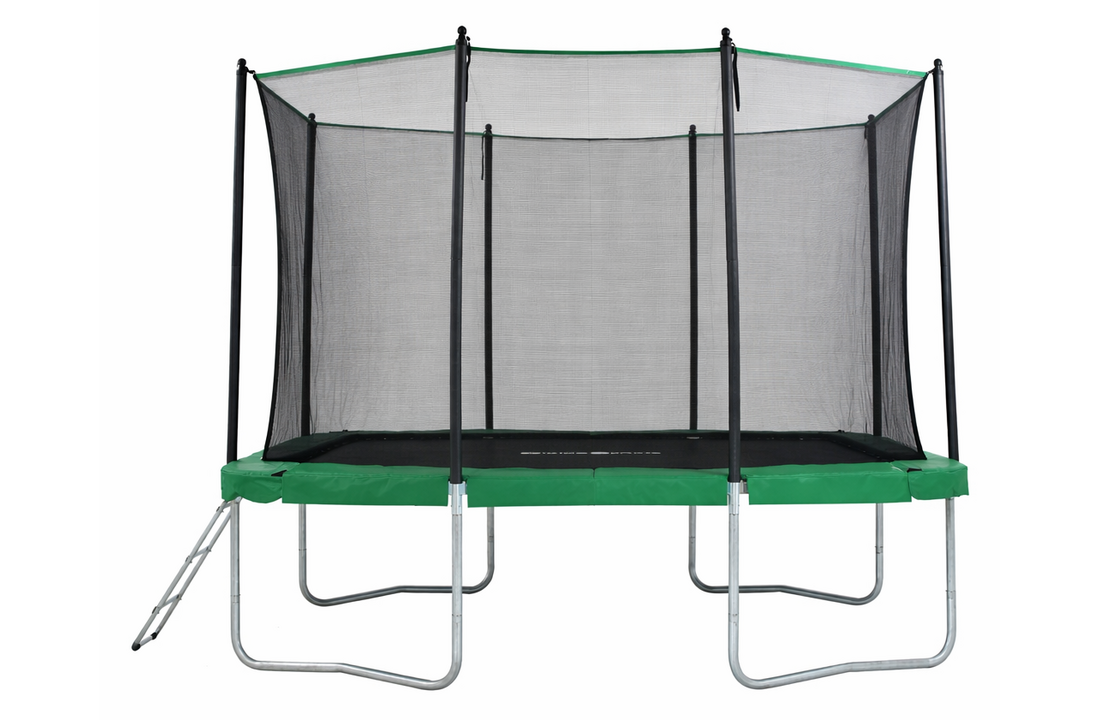 Trampoline rechthoekig - 318 x 253 cm - met net - groen