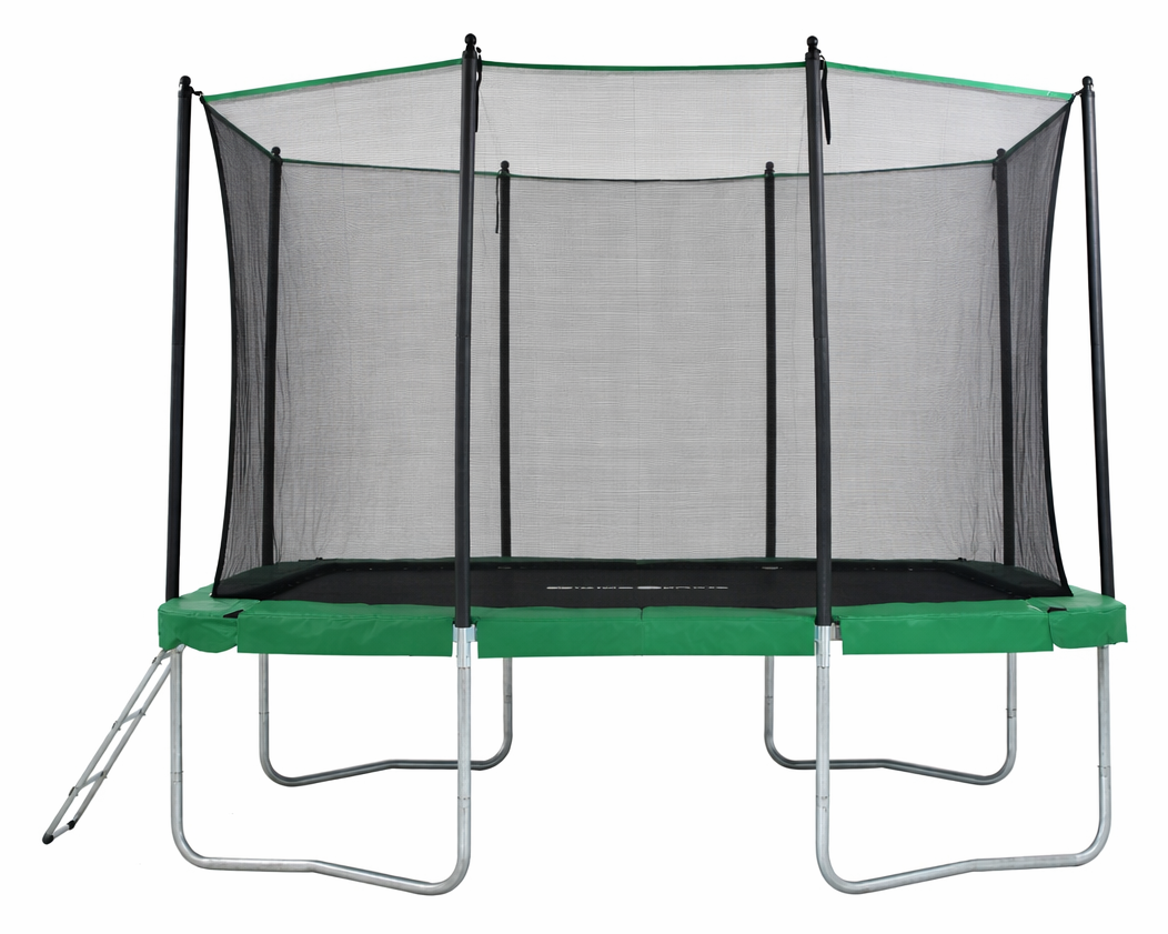 Trampoline rechthoekig - 318 x 253 cm - met net - groen