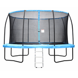 Trampoline rechthoekig - 373 x 253 cm - met net - lichtblauw