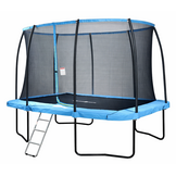 Trampoline rechthoekig - 373 x 253 cm - met net - lichtblauw