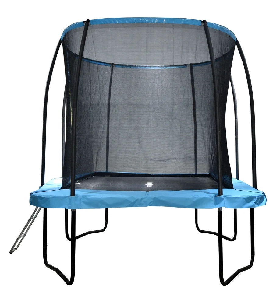 Trampoline rechthoekig - 373 x 253 cm - met net - lichtblauw