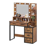 Kaptafel - met spiegel en licht - 92x40x143,5 cm - industrieel