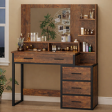 Industriële kaptafel met spiegel | 92x40x143,5cm | Bruin/Zwart