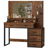 Industriële kaptafel met spiegel | 92x40x143,5cm | Bruin/Zwart