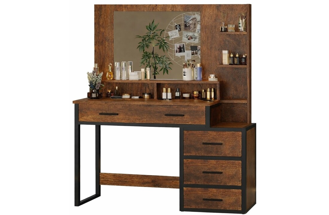 Kaptafel met spiegel 92x40x143 cm – industrieel