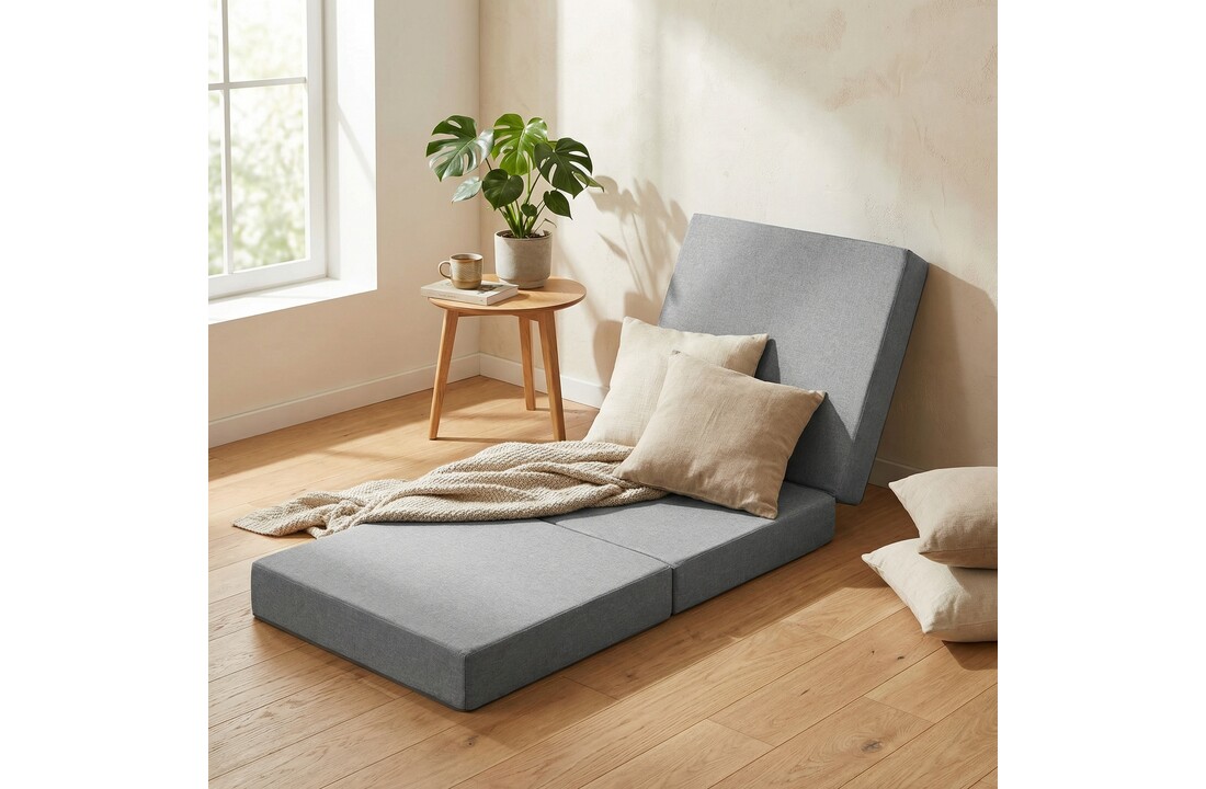 Logeermatras - grijs - camping matras - reismatras - opvouwbaar matras - 195 x 65 x 10