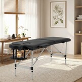 Massagetafel - inklapbaar - 2 secties - aluminium - zwart