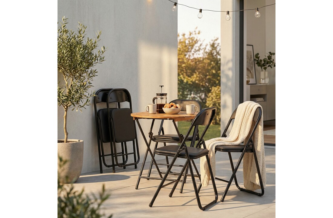 Klapstoelen - set van 4 - 77,5x43x43,5 cm - zwart