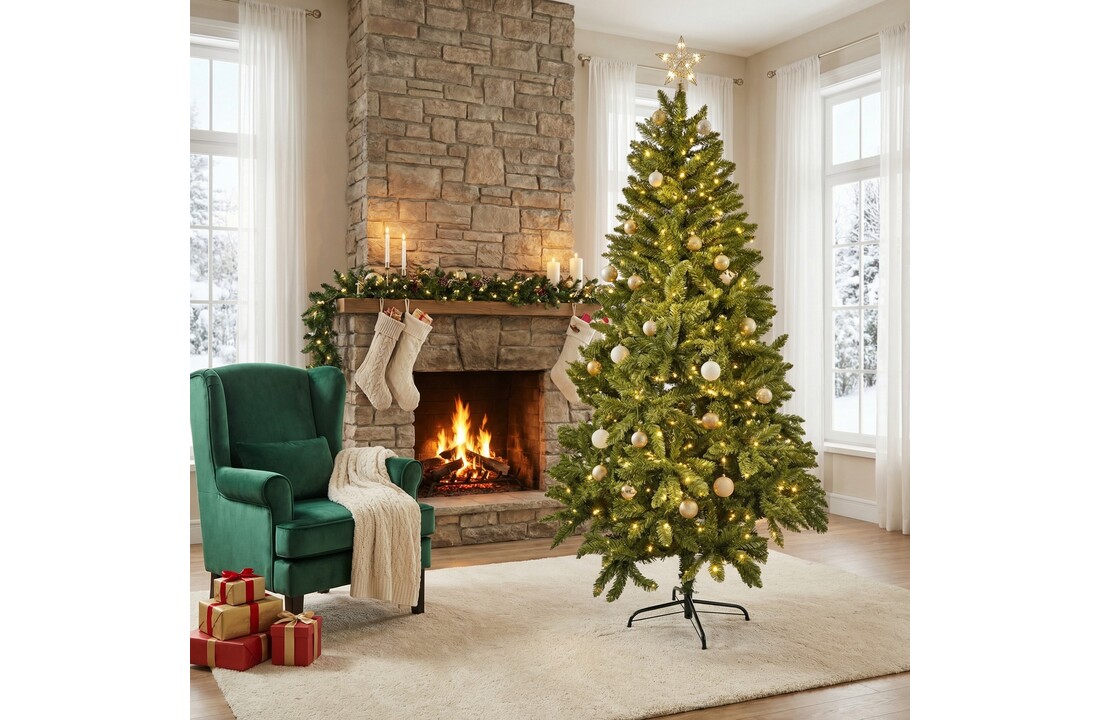 Kunstkerstboom - 240 cm - spar groen - stalen poot